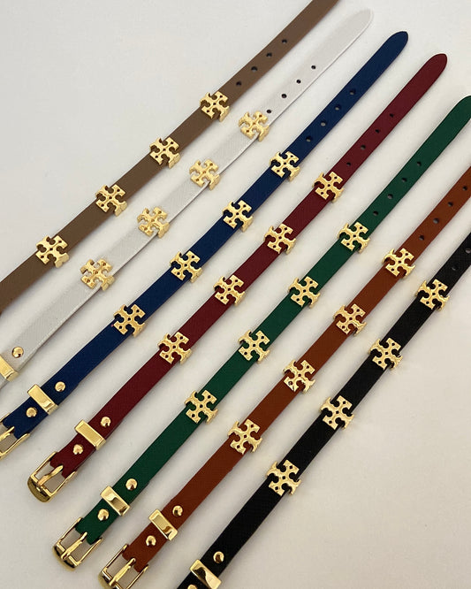 Faux Leather Belt Bracelet - White