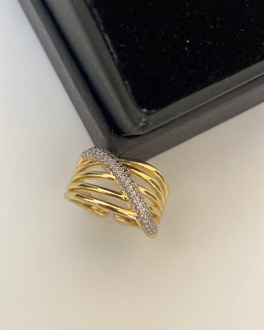 Double Tone Studded Ring