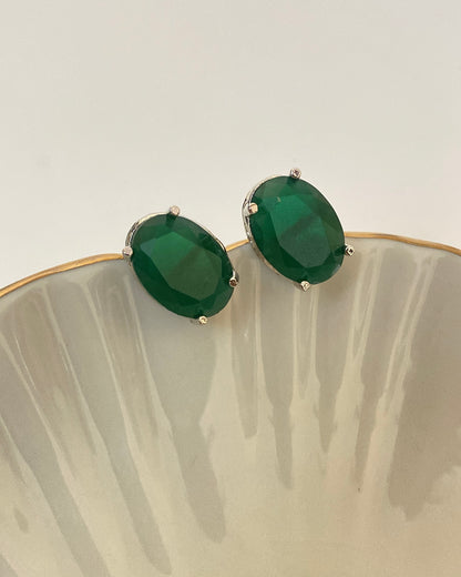 Emerald Oval Studded Earring