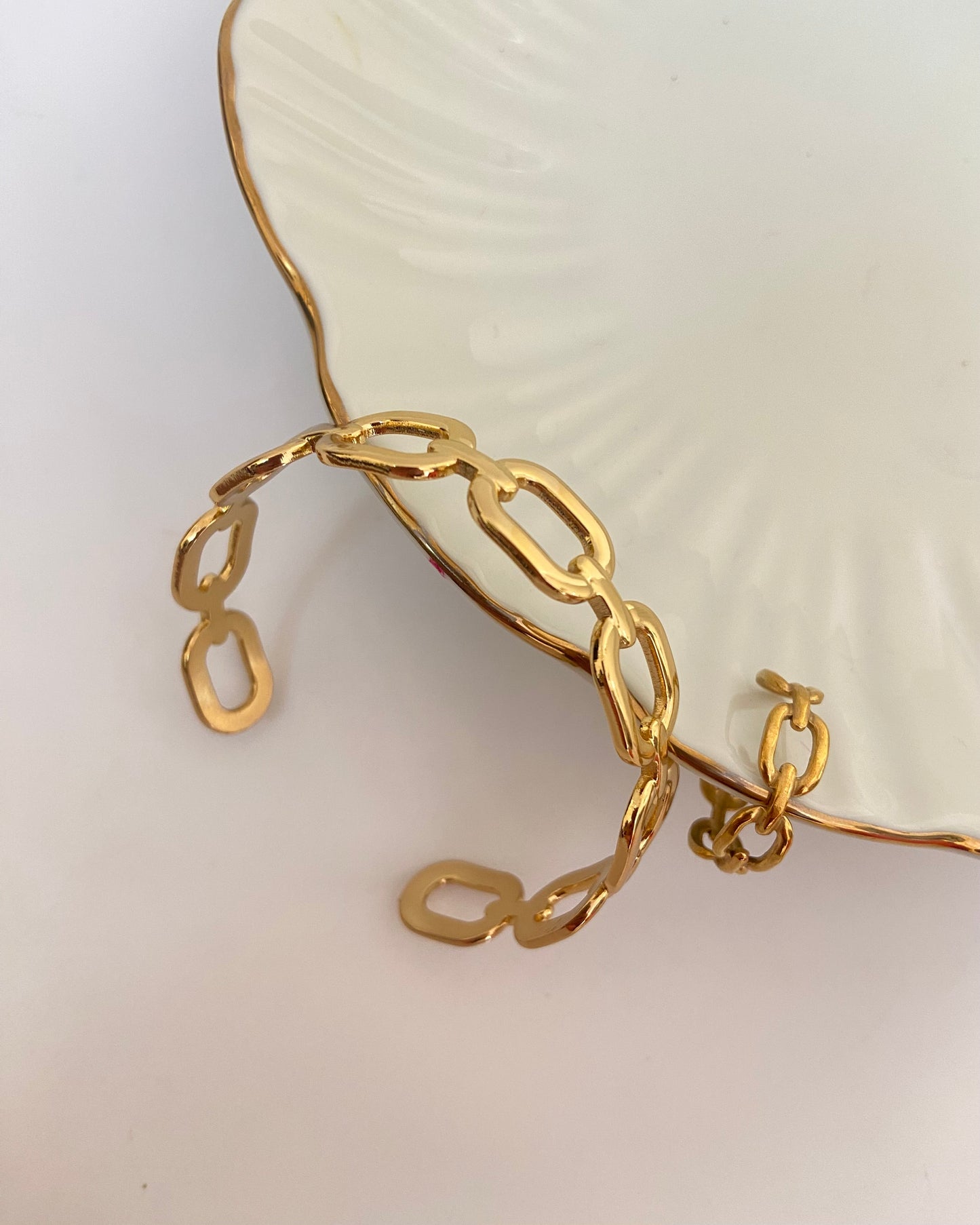 Minimalist Gold Link Cuff Bracelet + Ring Combo