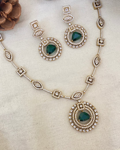 Polki necklace set with green stones