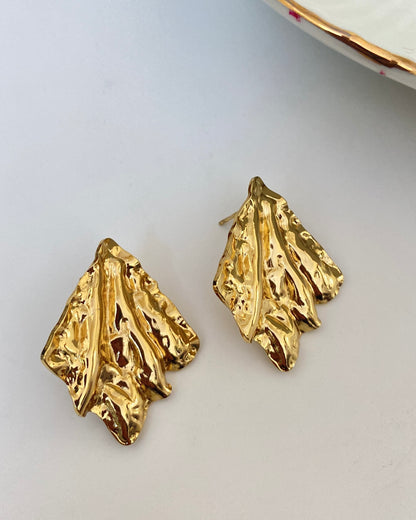 Crackle leaf Statement  Earrings