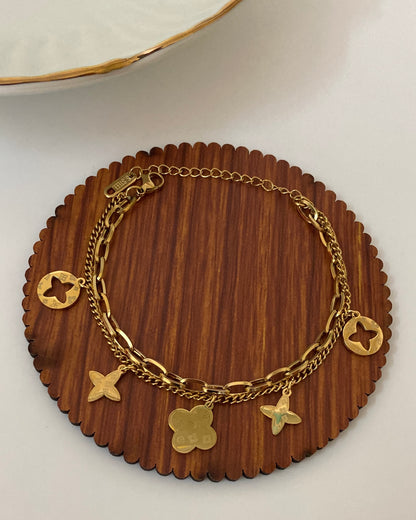Double Layerd lv Charm Bracelet