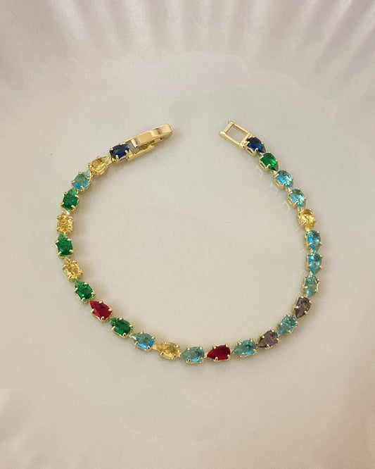 Multicolour Tennis Bracelet Gold