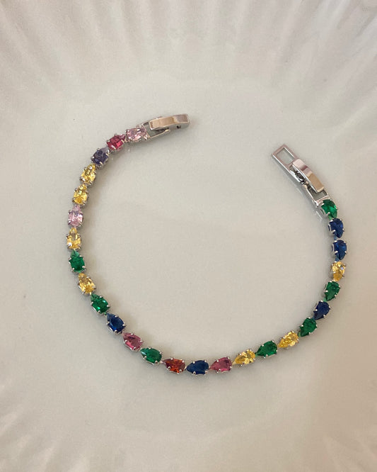 Multicolour Tennis Bracelet Siver