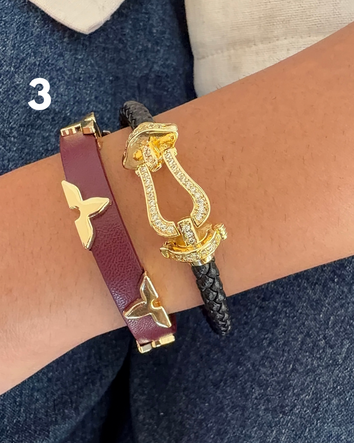 Black Rope & Belt Bracelet Stack (Set of 2)