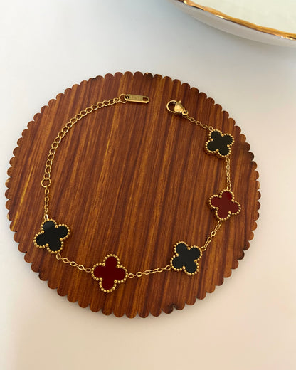 Black & Cherry Clover Bracelet