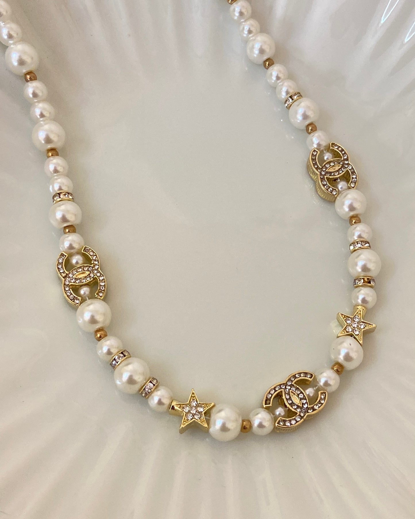 Statement Pearl CC Necklace