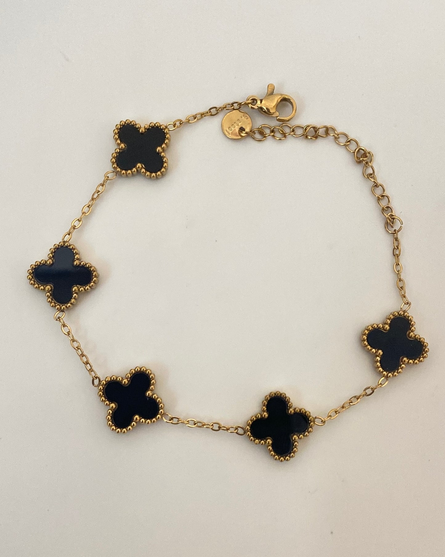 18k Gold Black Clover Bracelet