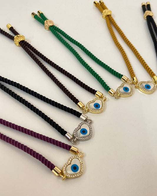 Heart Evil Eye Thread Bracelet