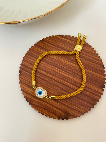 Heart Evil Eye Thread Bracelet