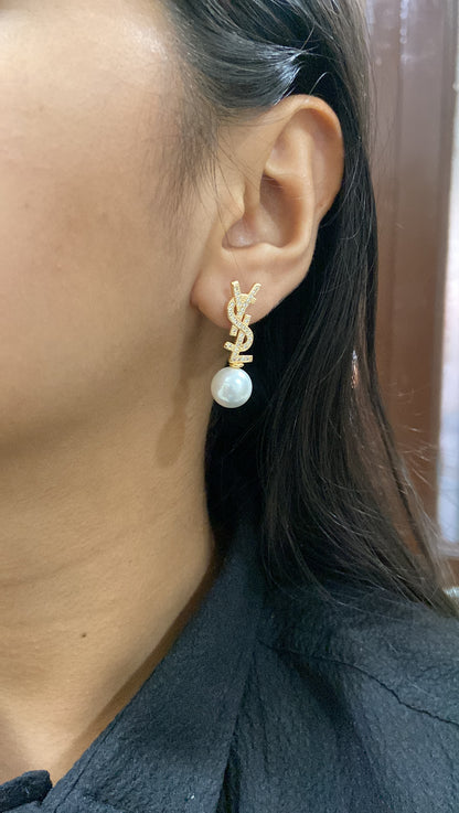 Ysln Drop pearl luxe earring