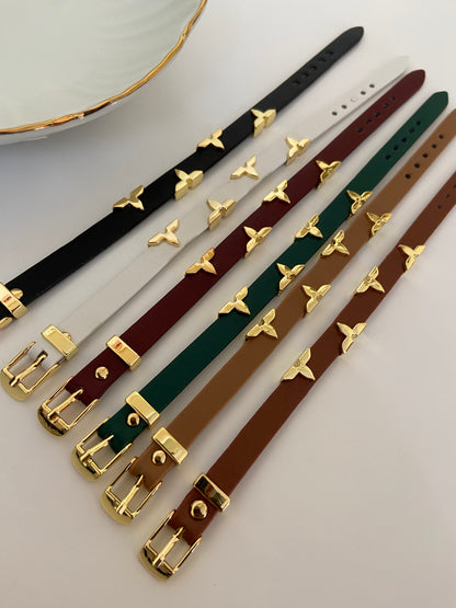 LVN Leather belt Bracelet - Brown