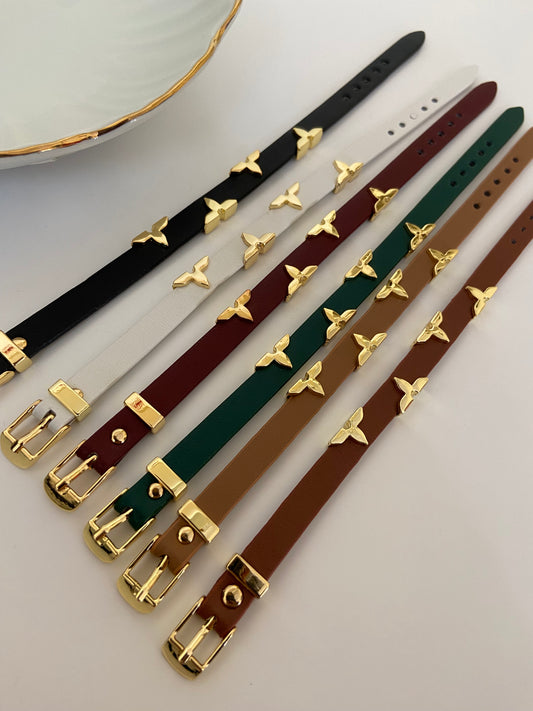 LVN Leather belt Bracelet - Brown