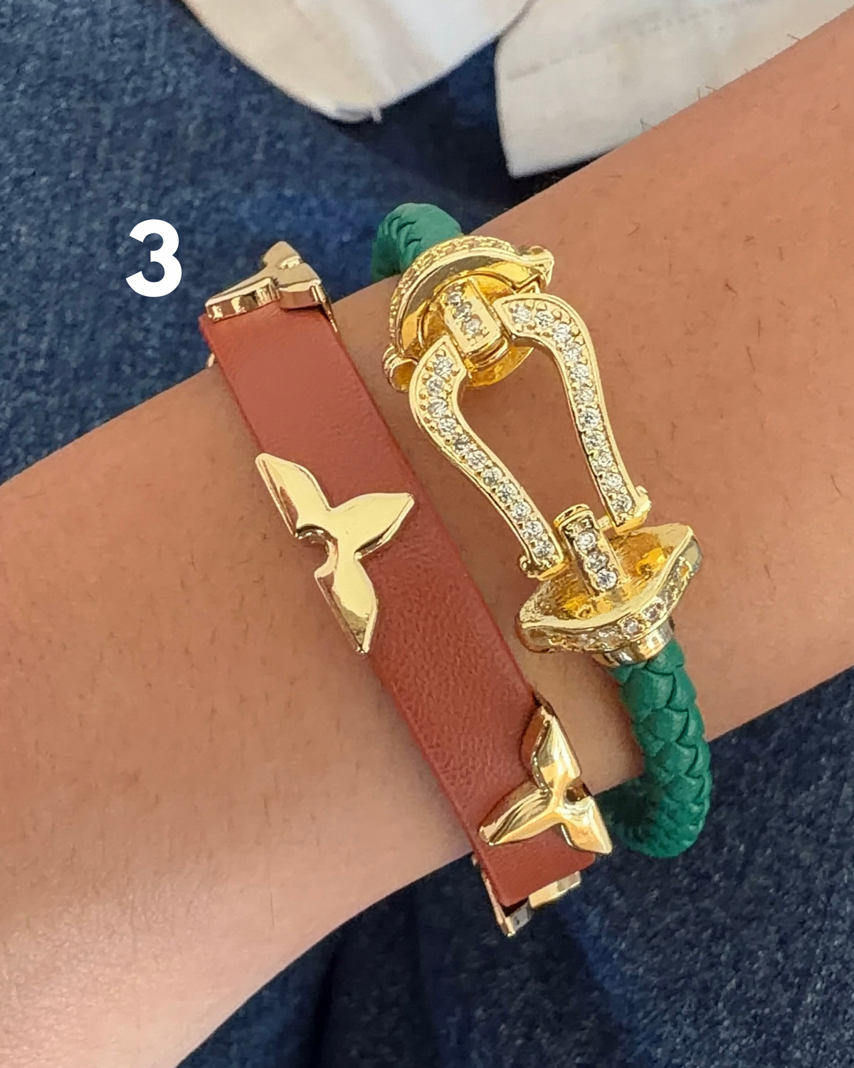 Green Roope & Belt Bracelet Stack (Set of 2)