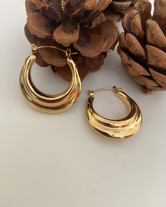 Dome Gold Hoop Earring