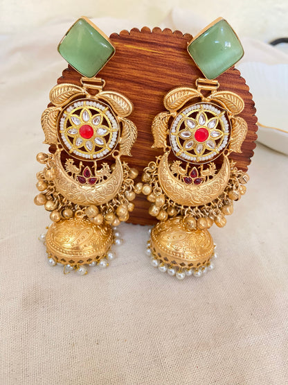 Kashmiri Pachi Kundan Jhumka Earring