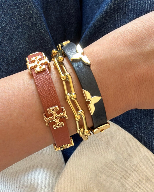 Lvn+Faux+Link Bracelet Stack