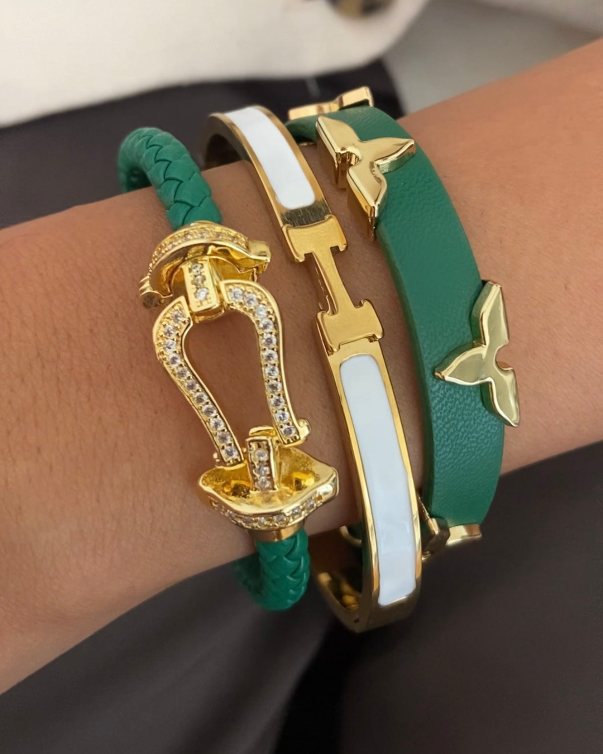 The White H Bracelet Stack (Set of 3)