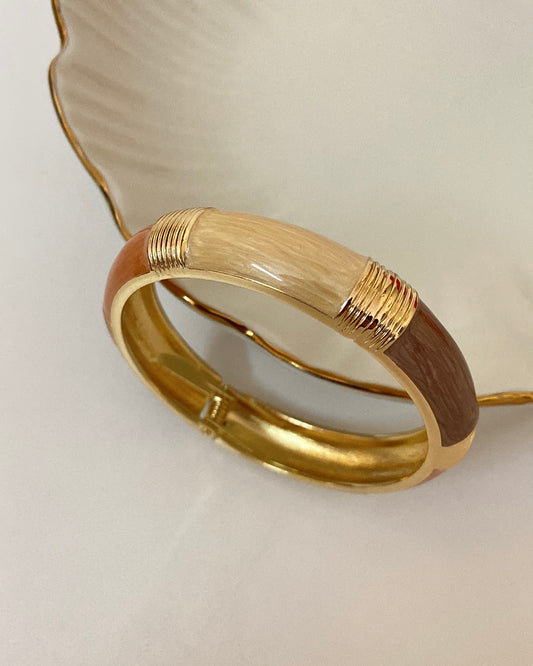 Brown Textured Minakari Printed Bracelet
