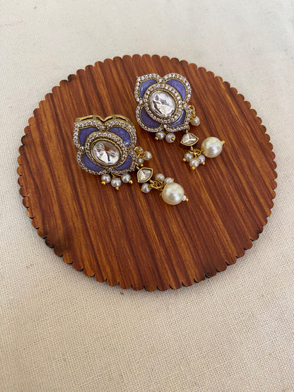 Pearls Lavender Enamel Meenakari Set