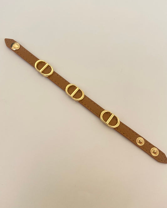 CD Leather belt Bracelet Nude