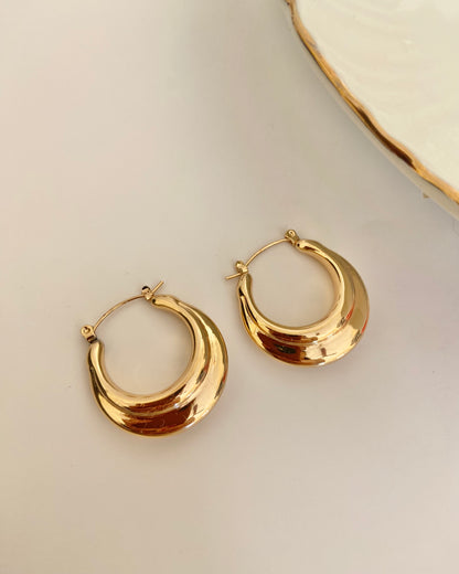 Dome Gold Hoop Earring