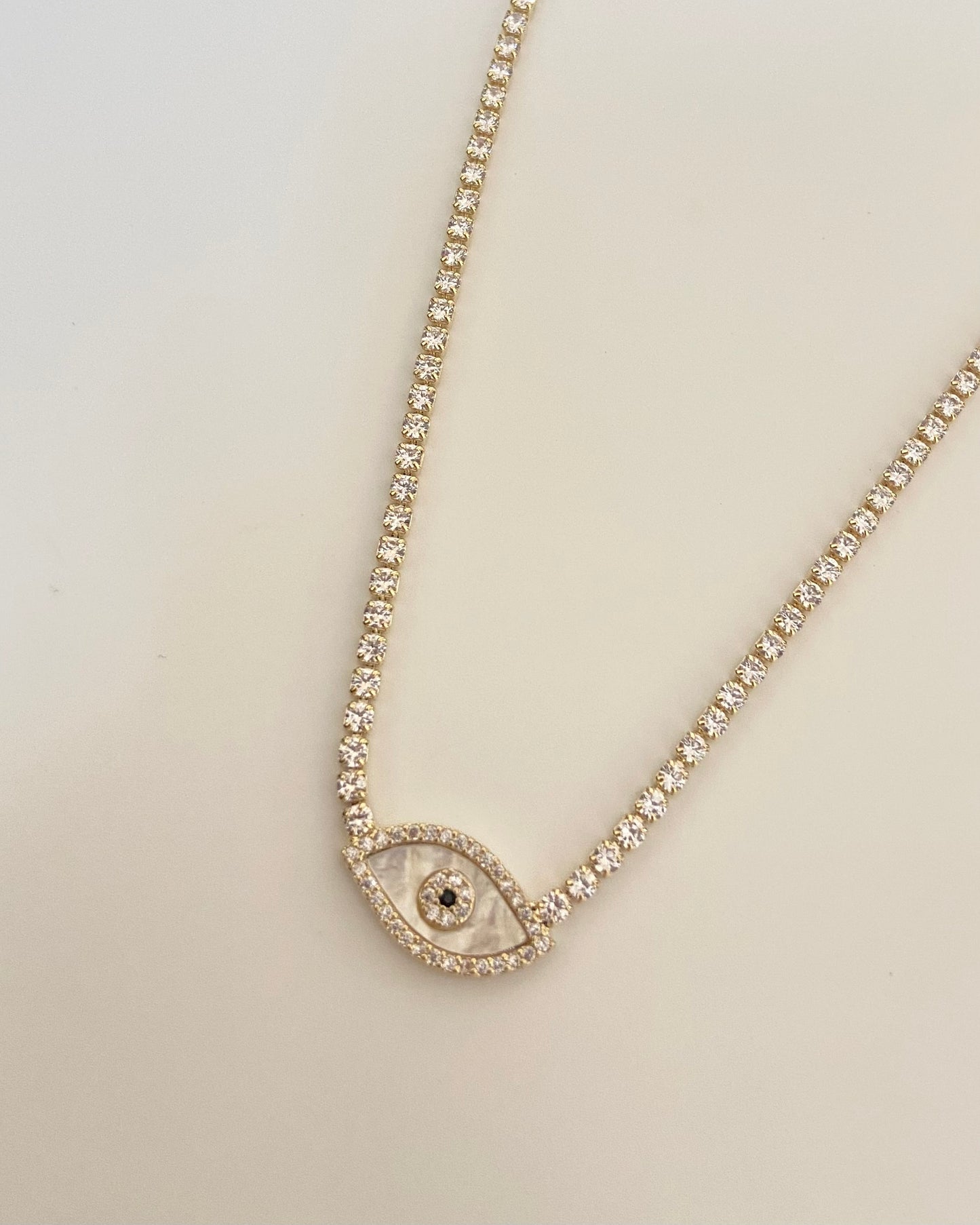 Evil Eye Gold Tennis Necklace