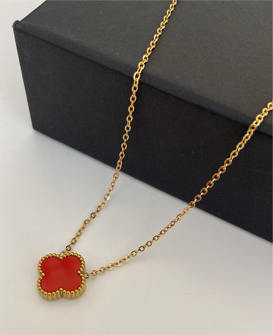 Red Clover Pendant Necklace