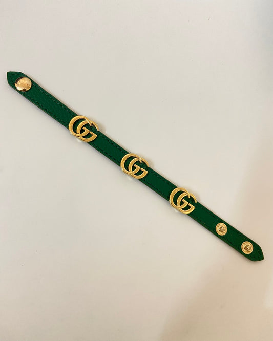 Classic GG Leather Belt Bracelet Green