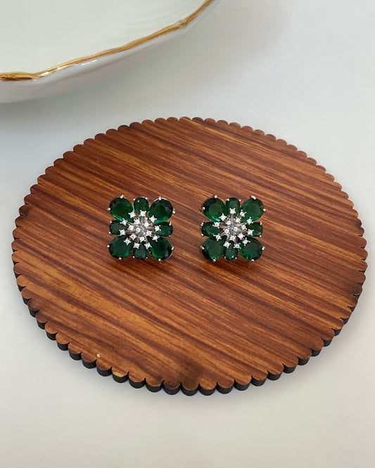 Emerald Massonite Stud Earring