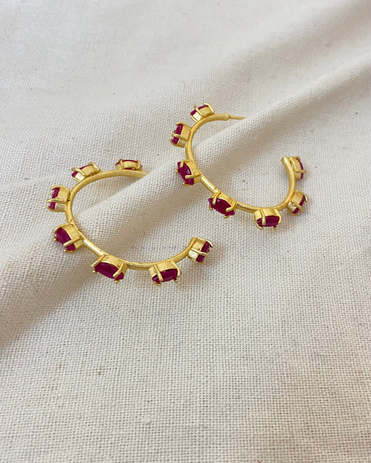 Ruby Hoop Earring