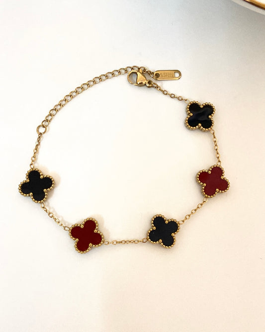 Black & Cherry Clover Bracelet