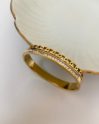 Double Row line Stone Bangle Bracelet - Baby Size (2.0 to 2.2)