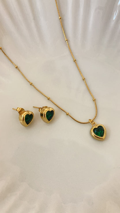 Emerald Heart Combo(Earring + Necklace )
