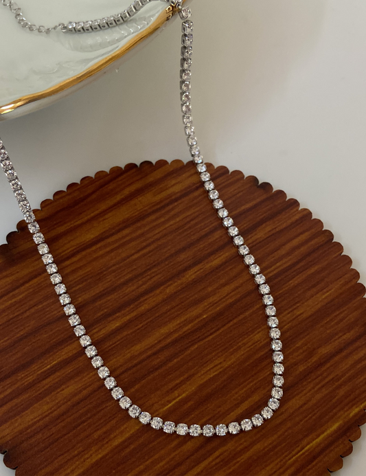 Iced Out Silver Tennis Necklace
