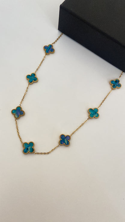 Teal Clover Necklace