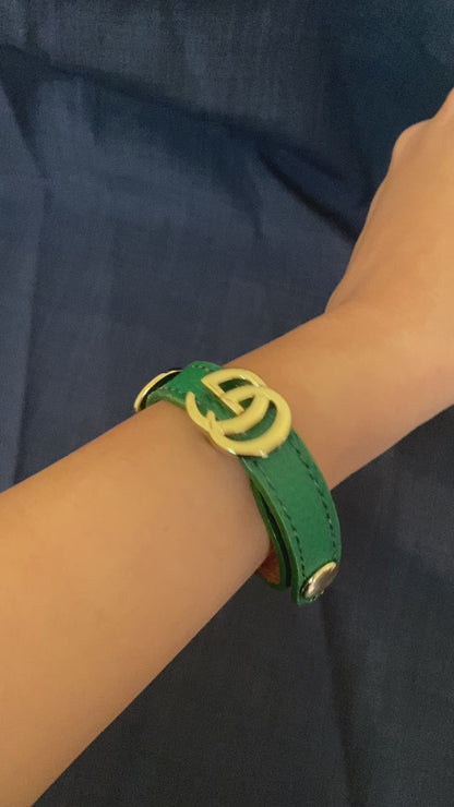 Classic GG Leather Belt Bracelet Green