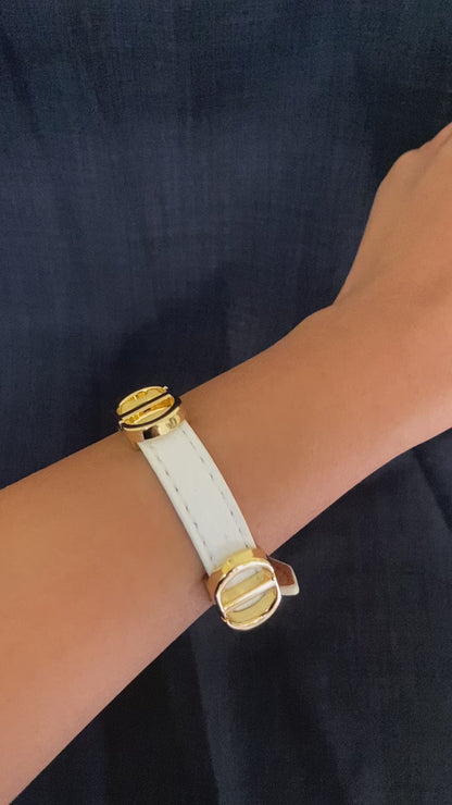 CD Leather belt Bracelet White