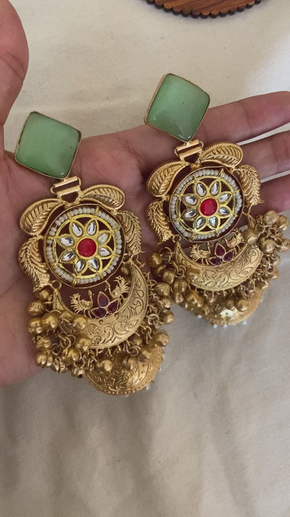 Kashmiri Pachi Kundan Jhumka Earring
