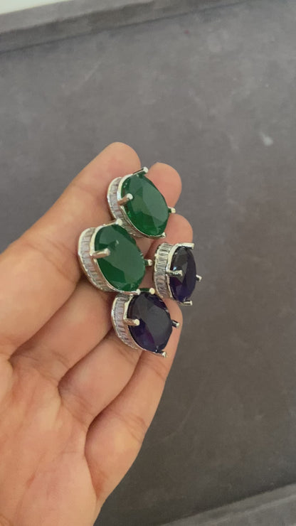 Sapphire Oval Studded Earring