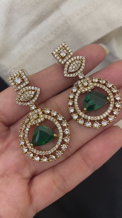 Polki necklace set with green stones