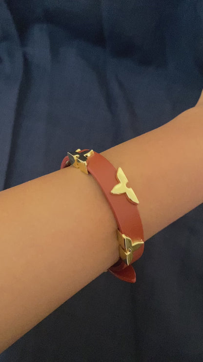 LVN Leather belt Bracelet - Brown