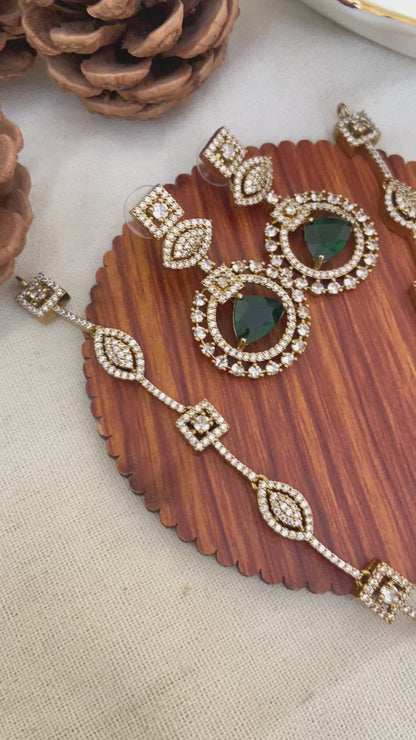 Polki necklace set with green stones