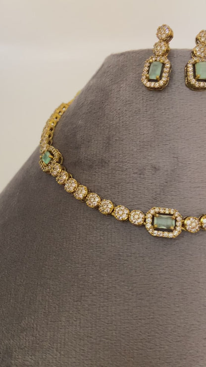 Mint Green Diamond Necklace Set