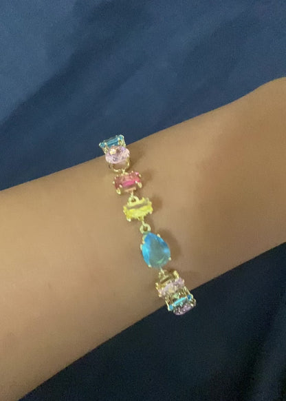 Rainbow Cubic Zirconia Tennis Bracelet