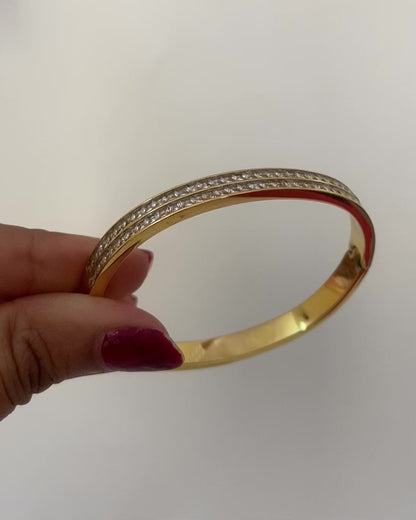 Double Row Baguette Stone Bangle Bracelet - Baby Size (2.0 to 2.2)