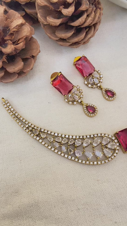 Ruby Ad Stone Choker Set
