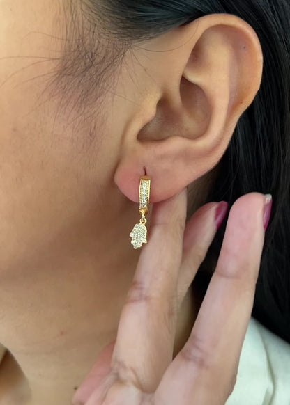 Hamsa Drop Huggie Earring