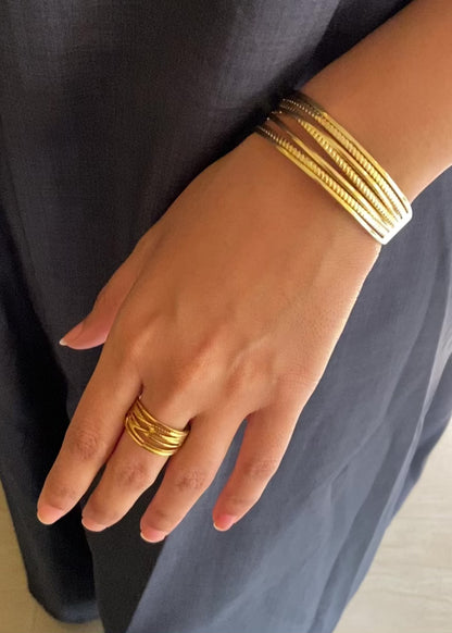 Textured Cuff Bracelet + Ring Combo